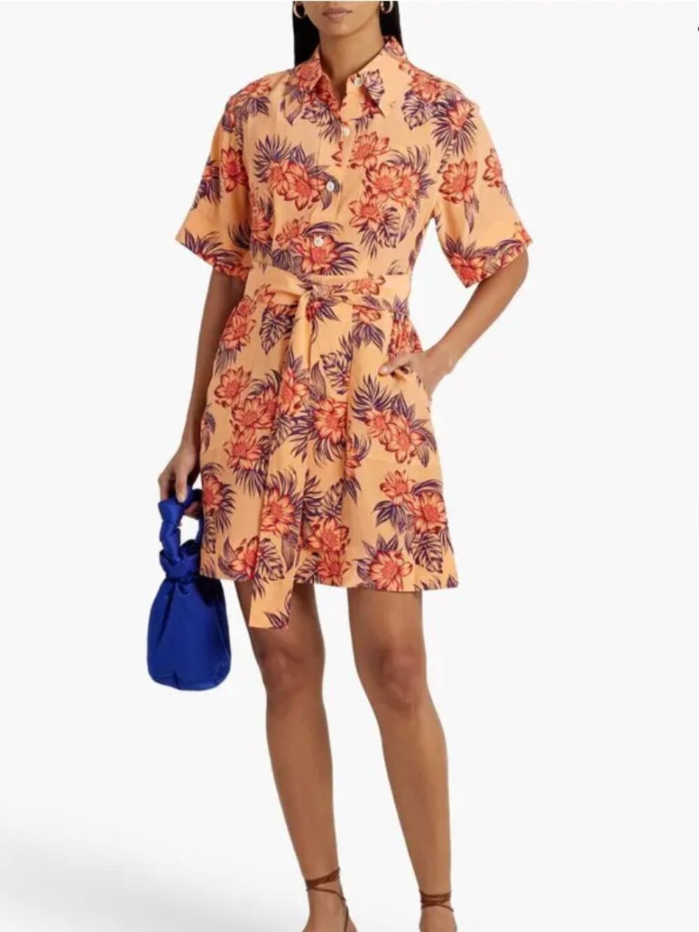 Equipment NWT | Adalaide Floral Print Silk Crepe De Chine Mini Shirt Dress